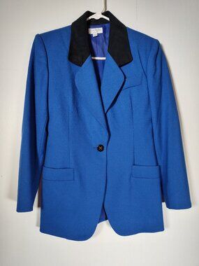 Ann Taylor Vintage Blue Wool Oversized Blazer Jacket 2